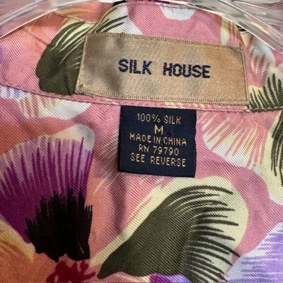 Vintage Silk House Floral Button Down Blouse Women's M - Picture 3 of 4